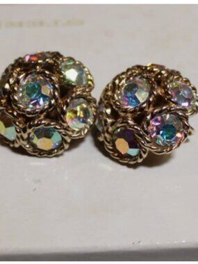 Vintage Crystal Clip-on Earrings Sarah Coventry Colorful Costume Jewelry